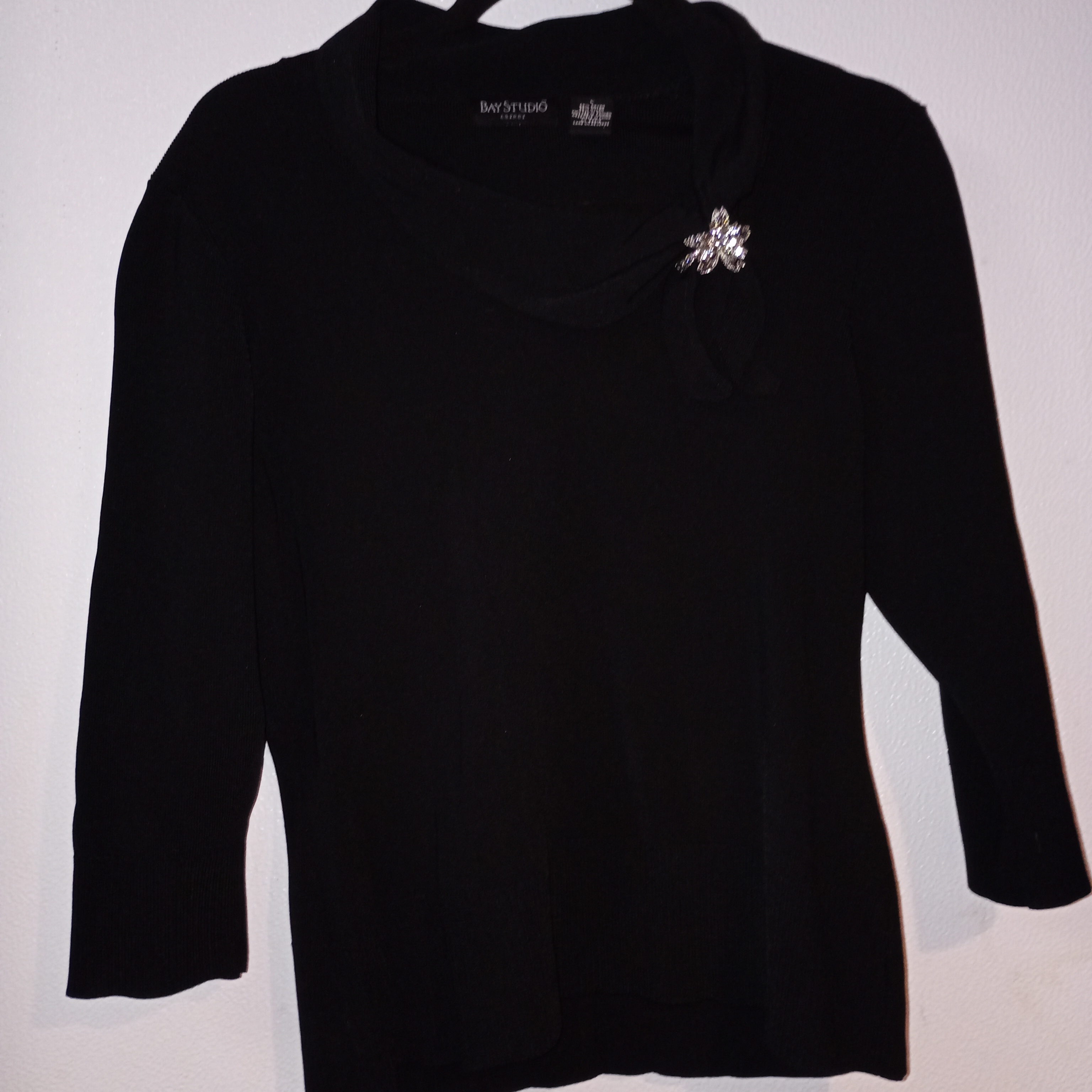 Black Women's Top With Embellishment